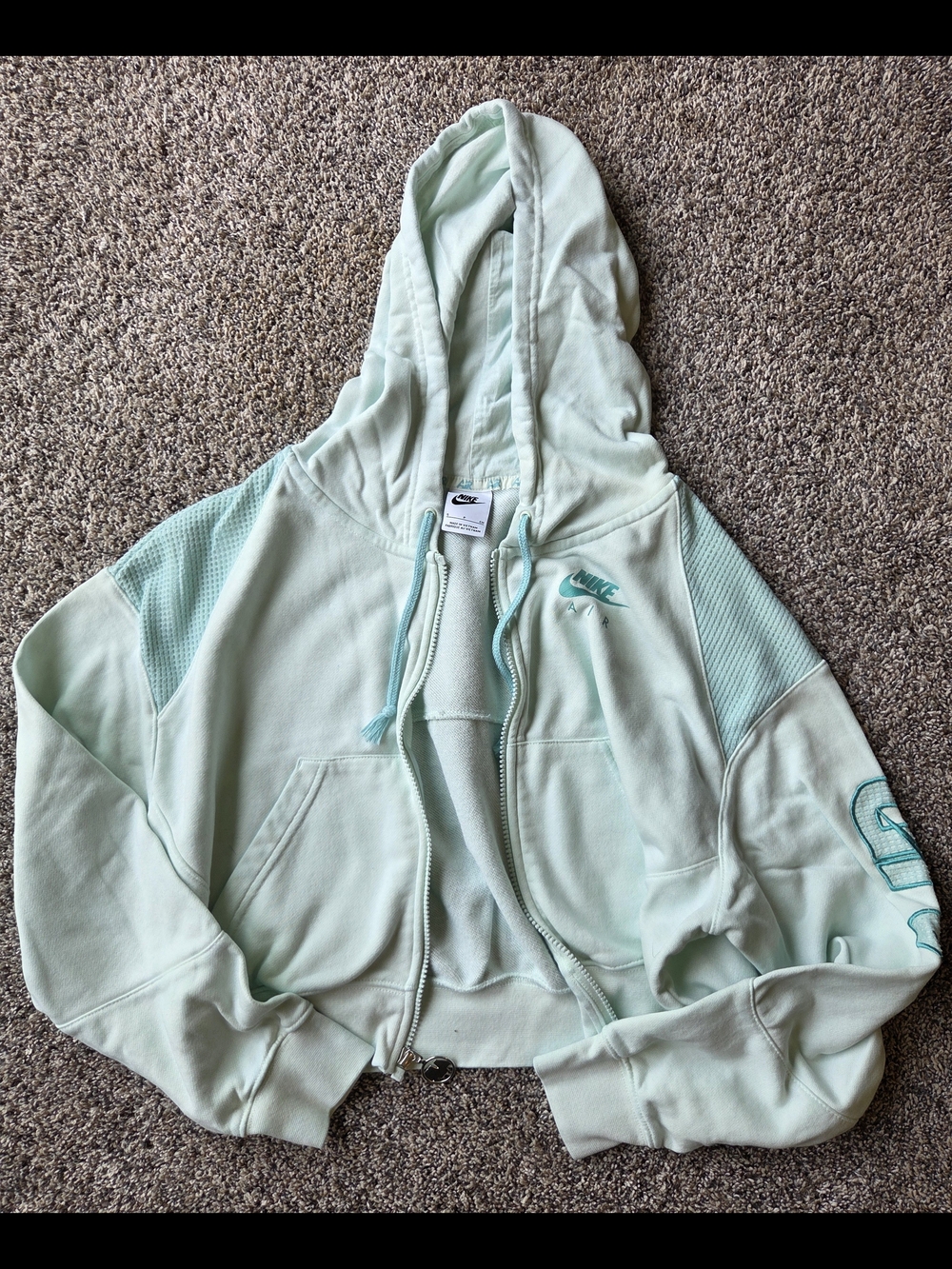 Nike Light Mint Hooded Zip-Up Jacket with Mesh Panels